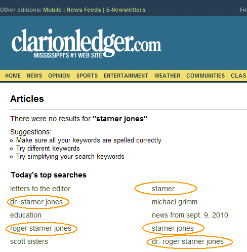 Clarion Ledger searches