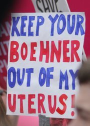 Protest Sign: Keep your Boehner out of my uterus!